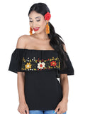 Women's Artisanal Embroidered Blouse 50% Cotton, %50 Polyester Black  601429