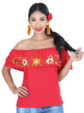 Women's Artisanal Embroidered Blouse 50% Cotton, %50 Polyester Red  601430