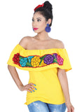 Blusa Artesanal Bordada 100% Algodón Amarillo 601434