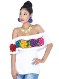 Women's Artisanal Embroidered Blouse 100% Cotton White 601436