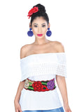 Cinturón Artesanal Bordado Floral Multicolor 601443