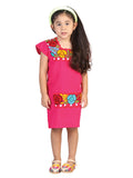 Girls Artisanal Embroidered Dress  50% Cotton, 50% Polyester Pink  601661