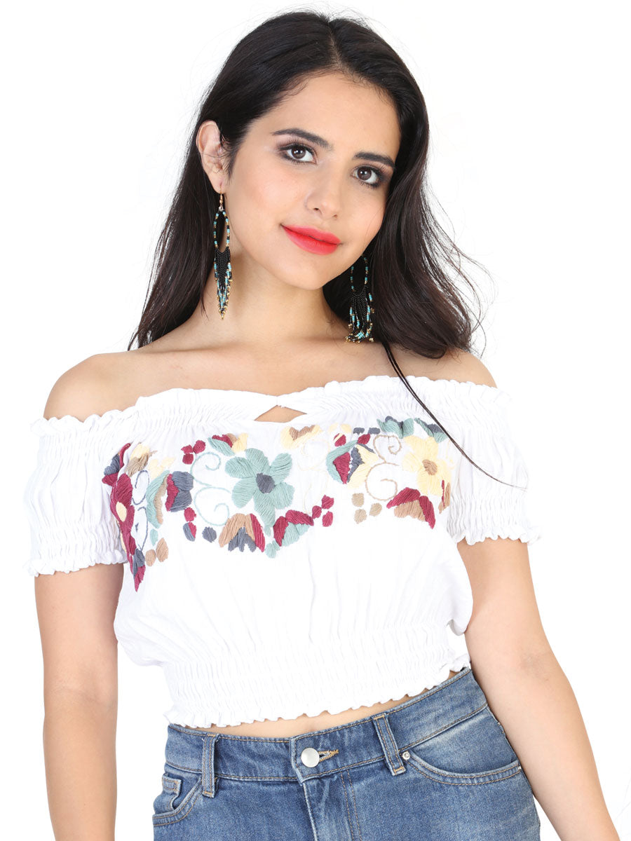 Women's Artisanal Embroidered Blouse 100% Cotton White 601983