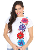 Women's Artisanal Embroidered Sport T-Shirt 50% Cotton 50% Polyester  White 601987