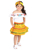 Girls Artisanal Embroidered Set 100% Cotton Yellow 602101
