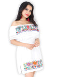 Women's Artisanal Embroidered Dress 100% Cotton White 602219