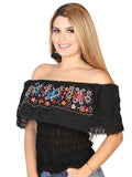 Blusa Artesanal Bordada 100% Algodón Negro 602458