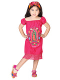 Girls Artisanal Embroidered Dress 100% Cotton Fuchsia 602500