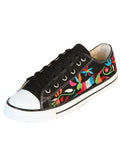 Zapatillas Artesanales Bordadas Lona Textil Negras 602783