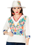 Blusa Artesanal Bordada 100% Algodón Beige 603055