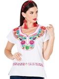 Women's Artisanal Embroidered Blouse 100% Cotton White 603057