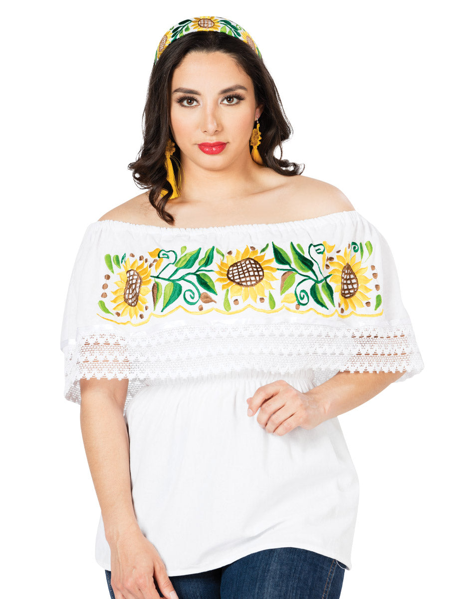 Blusa Artesanal Bordada 100% Algodón Blanco 603064