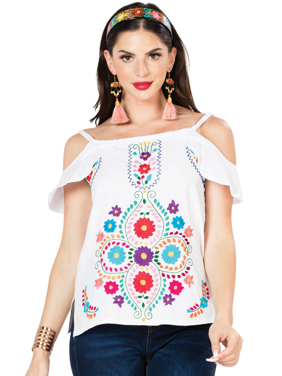 Blusa Artesanal Bordada 100% Algodón Blanca 603067