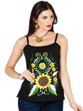 Women's Artisanal Embroidered Blouse 100% Cotton Black 603070