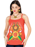 Women's Artisanal Embroidered Blouse 100% Cotton Orange 603071