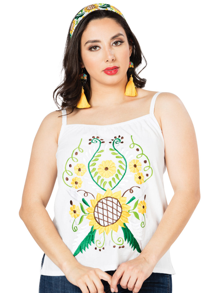 Women's Artisanal Embroidered Blouse 100% Cotton White 603072