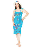 Vestido Artesanal Bordado 100% Algodón Azul 603076