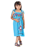 Women's Artisanal Embroidered Dress 100% Cotton Blue 603079