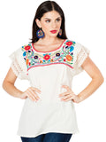 Blusa Artesanal Bordada 100% Algodón Beige 603097