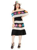 Women's Artisanal Embroidered Dress 100% Cotton Black 603099