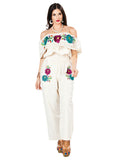 Women's Artisanal Embroidered Jumpsuit 100% Cotton Ivory 603188