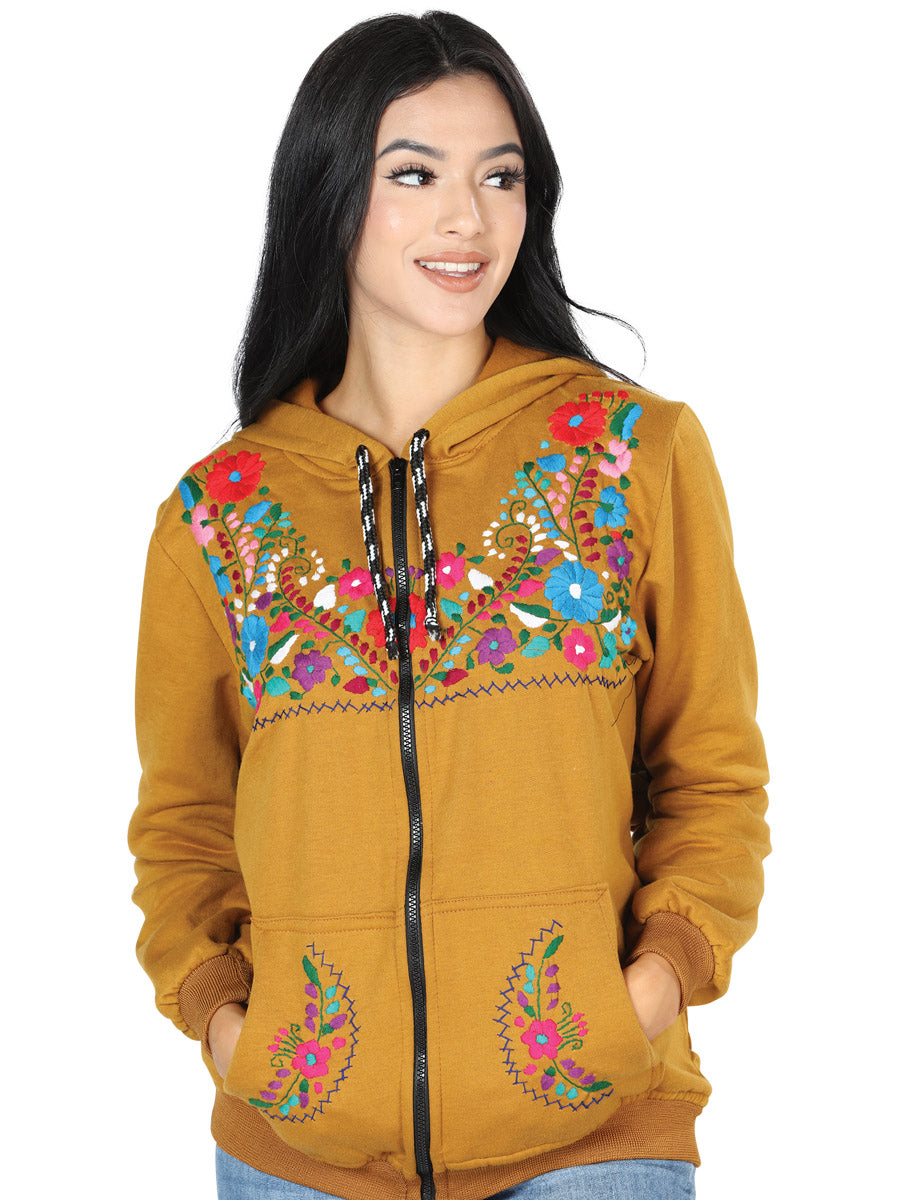 Sudadera Artesanal Bordada 50% Algodón, 50% Poliéster Mostaza 603513