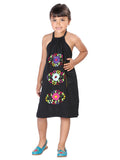 Girls Artisanal Embroidered Dress 100% Cotton Black 603589