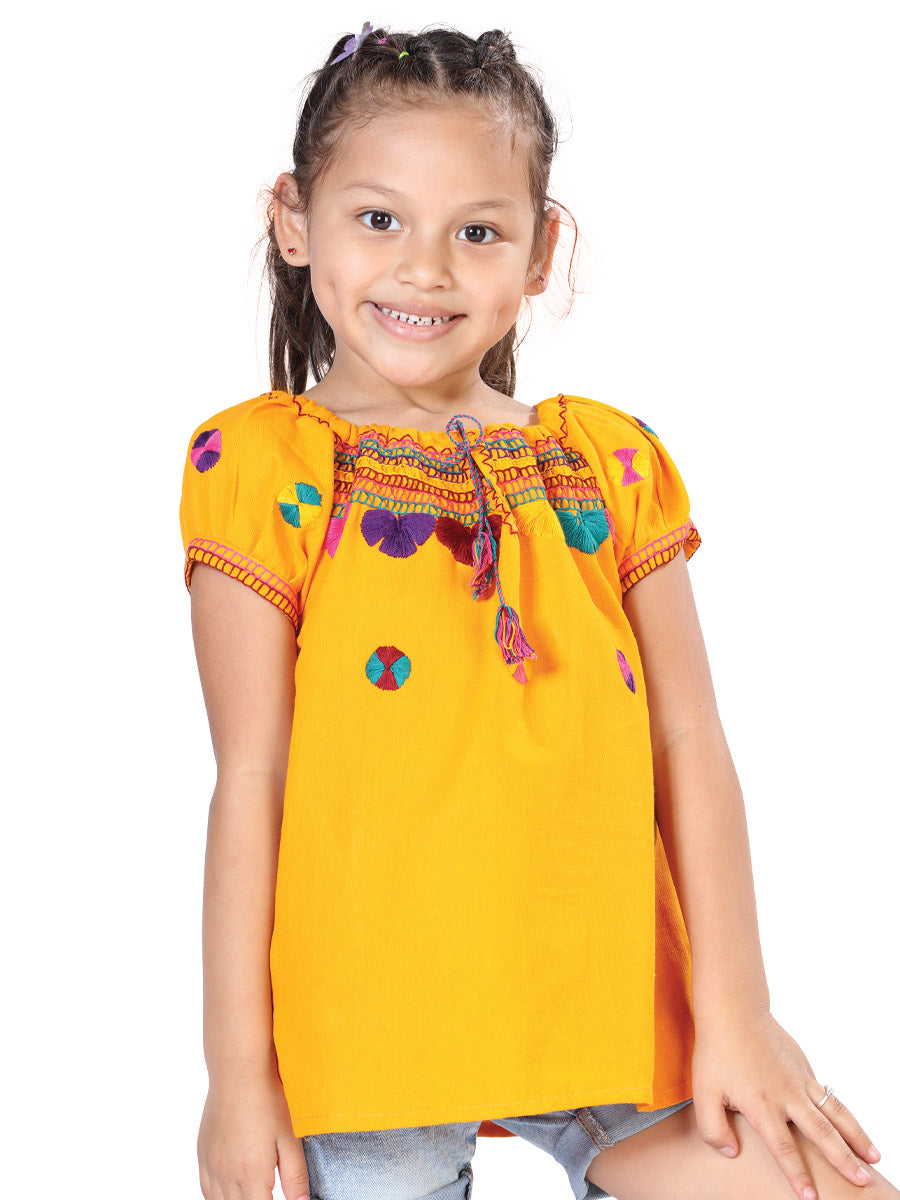 Blusa Artesanal Bordada 100% Algodón Amarillo 603593
