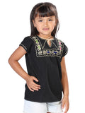 Blusa Artesanal Bordada 100% Algodón Negra 603596