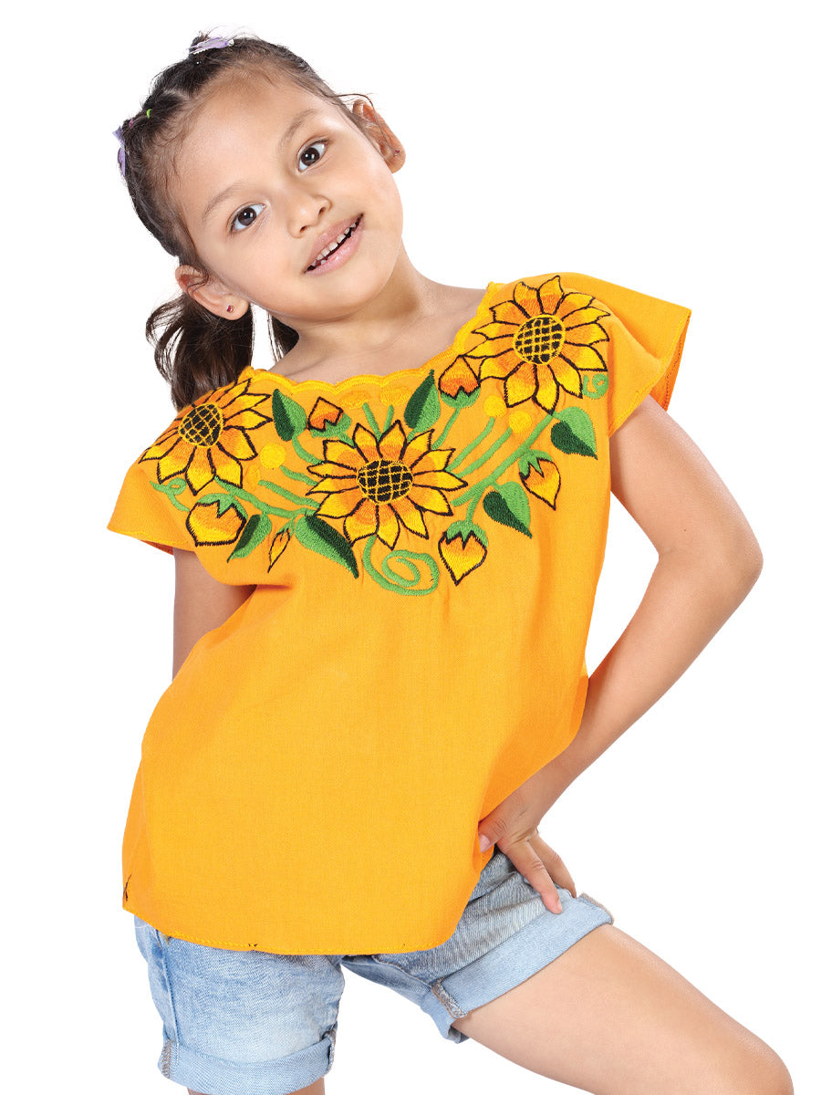 Blusa Artesanal Bordada 100% Algodón Amarillo 603598
