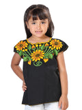 Blusa Artesanal Bordada 100% Algodón Negra 603599