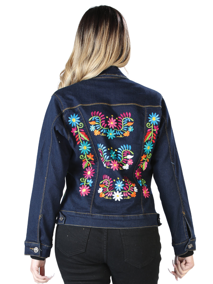 Women's Artisanal Embroidered Jacket 50% Cotton, 50% Polyester Blue  603829