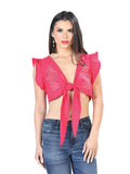 Women's Artisanal Embroidered Blouse  65% Polyester  35% Cotton Fuchsia  603861