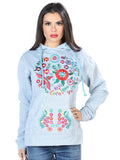 Women's Artisanal Embroidered Sweatshirt 50% Cotton, 50% Polyester Gray  603877