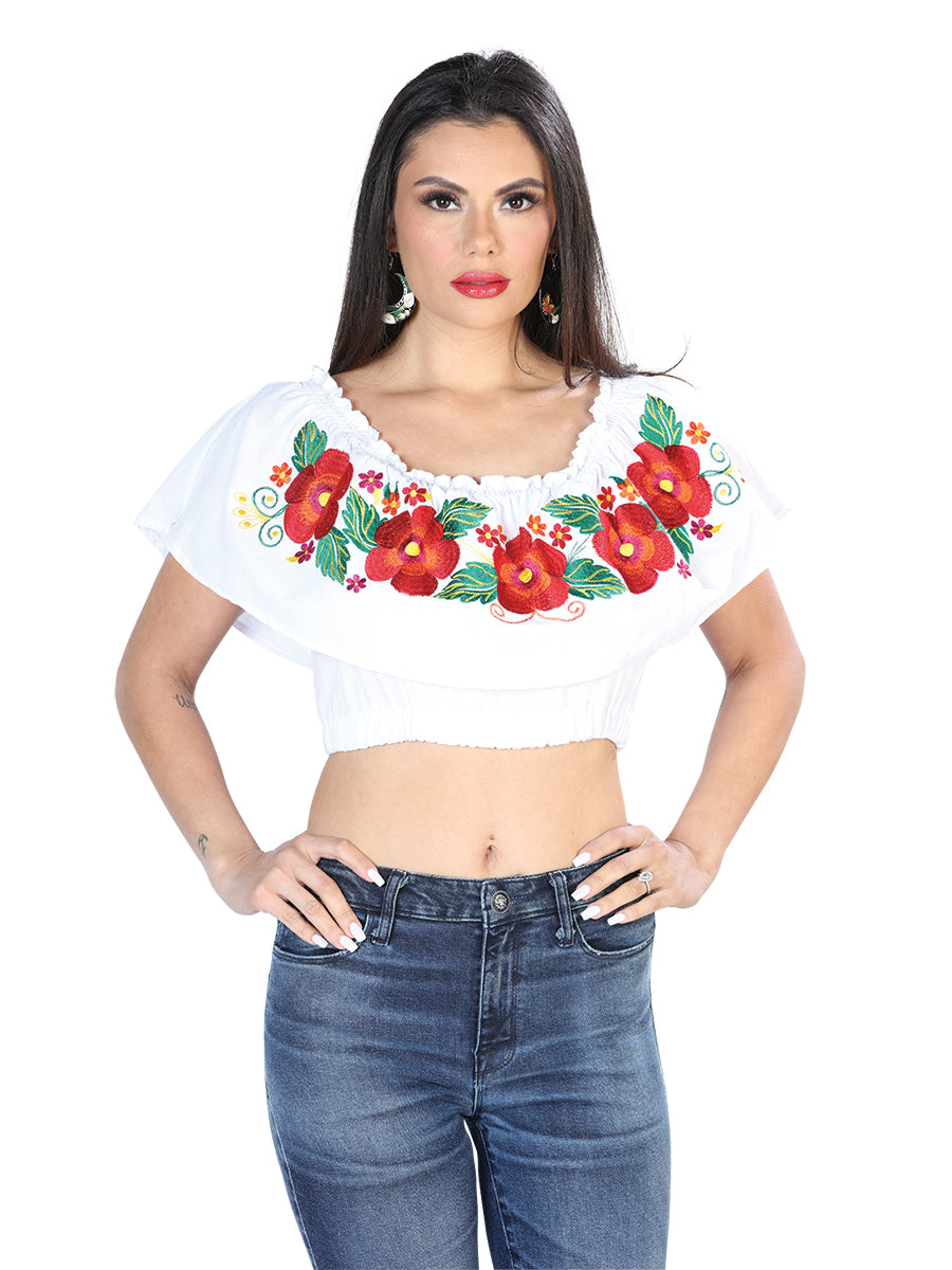 Women's Artisanal Embroidered Blouse 100% Cotton White 603895
