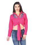 Blusa Artesanal Bordada 100% Algodón Fucsia 603908