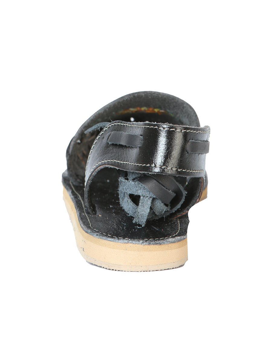 Women's Mexican Artisanal Sandals Leather Black 603919