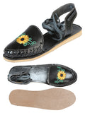 Women's Mexican Artisanal Sandals Leather Black 603919