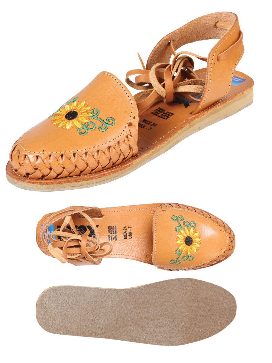 Sandalias Artesanales Mexicanas de Cuero Color Camel 603920