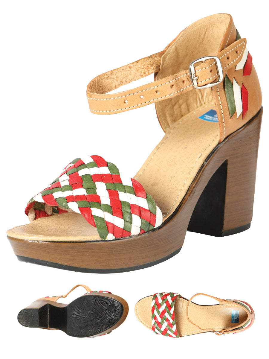 Women's Mexican Artisanal Sandals Leather Tricolor 603941