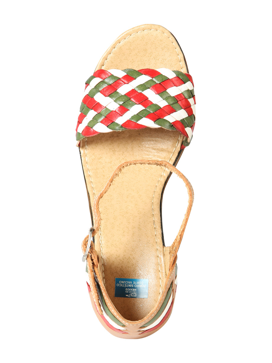 Women's Mexican Artisanal Sandals Leather Tricolor 603941