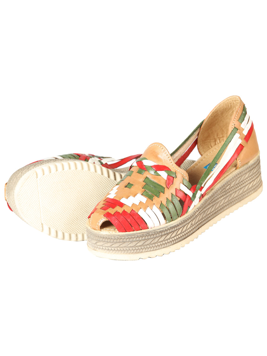 Women's Mexican Artisanal Sandals Leather Tricolor 603942