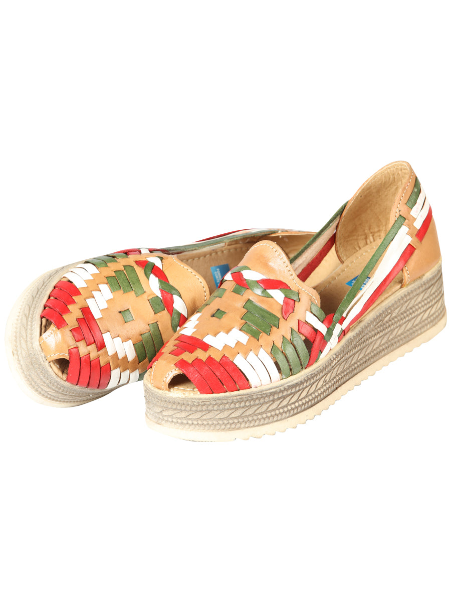 Women's Mexican Artisanal Sandals Leather Tricolor 603942