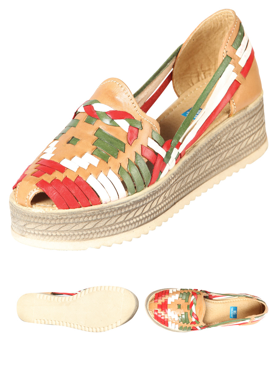 Women's Mexican Artisanal Sandals Leather Tricolor 603942