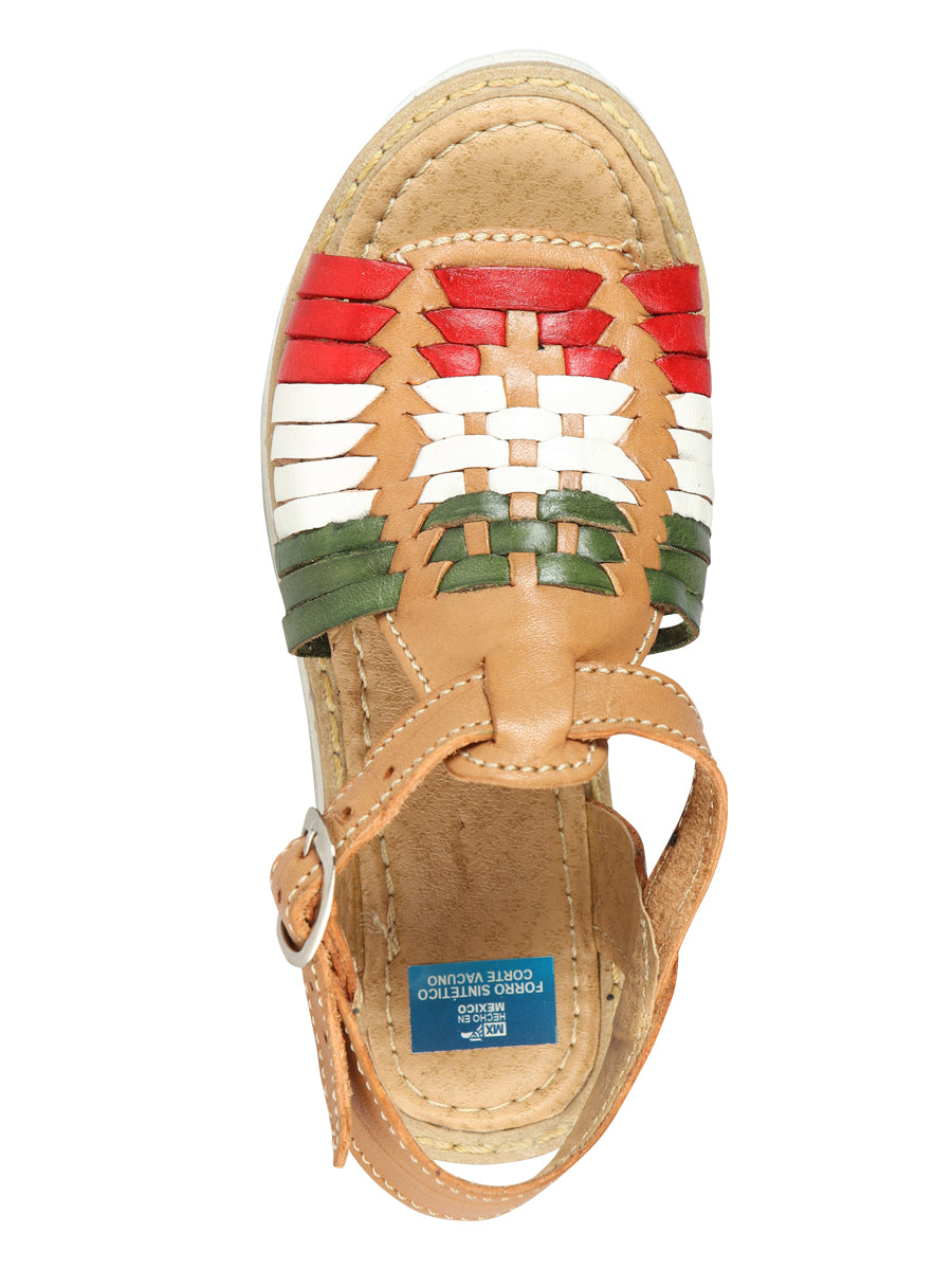 Girls Artisanal Mexican Sandals Leather Tricolor 603943