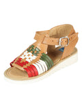 Girls Artisanal Mexican Sandals Leather Tricolor 603943