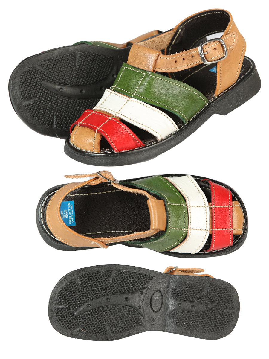 Boys Artisanal Mexican Sandals Leather Tricolor 603944