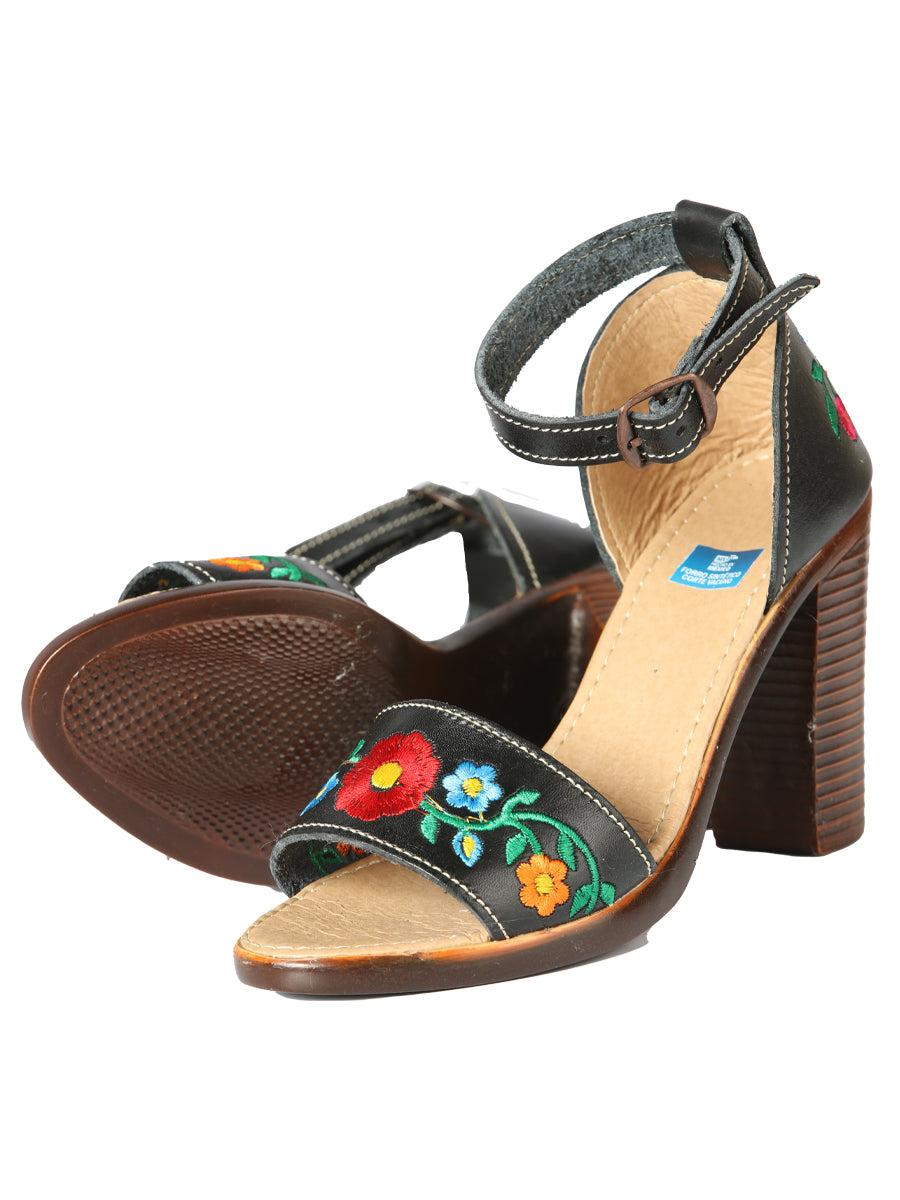 Women's Mexican Artisanal Sandals Leather Black 603952