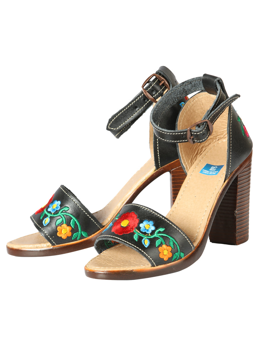 Women's Mexican Artisanal Sandals Leather Black 603952