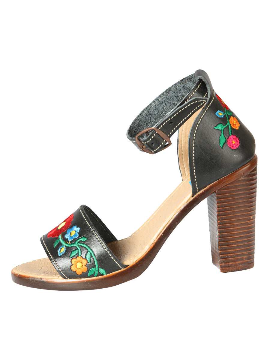 Women's Mexican Artisanal Sandals Leather Black 603952